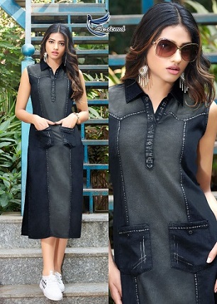 Tips & Tops Denimos 3 Designer Western Wear Denim Kurti : Textilecatalog