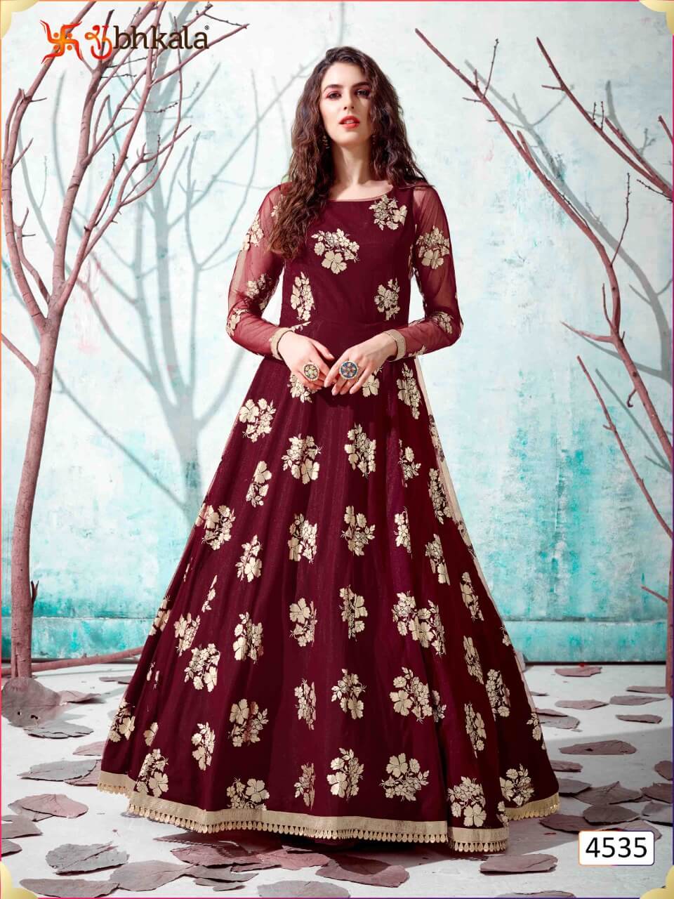 Wholesale Fancy Gown Nency Exclusive Georgette Flared Gown Design Catalog