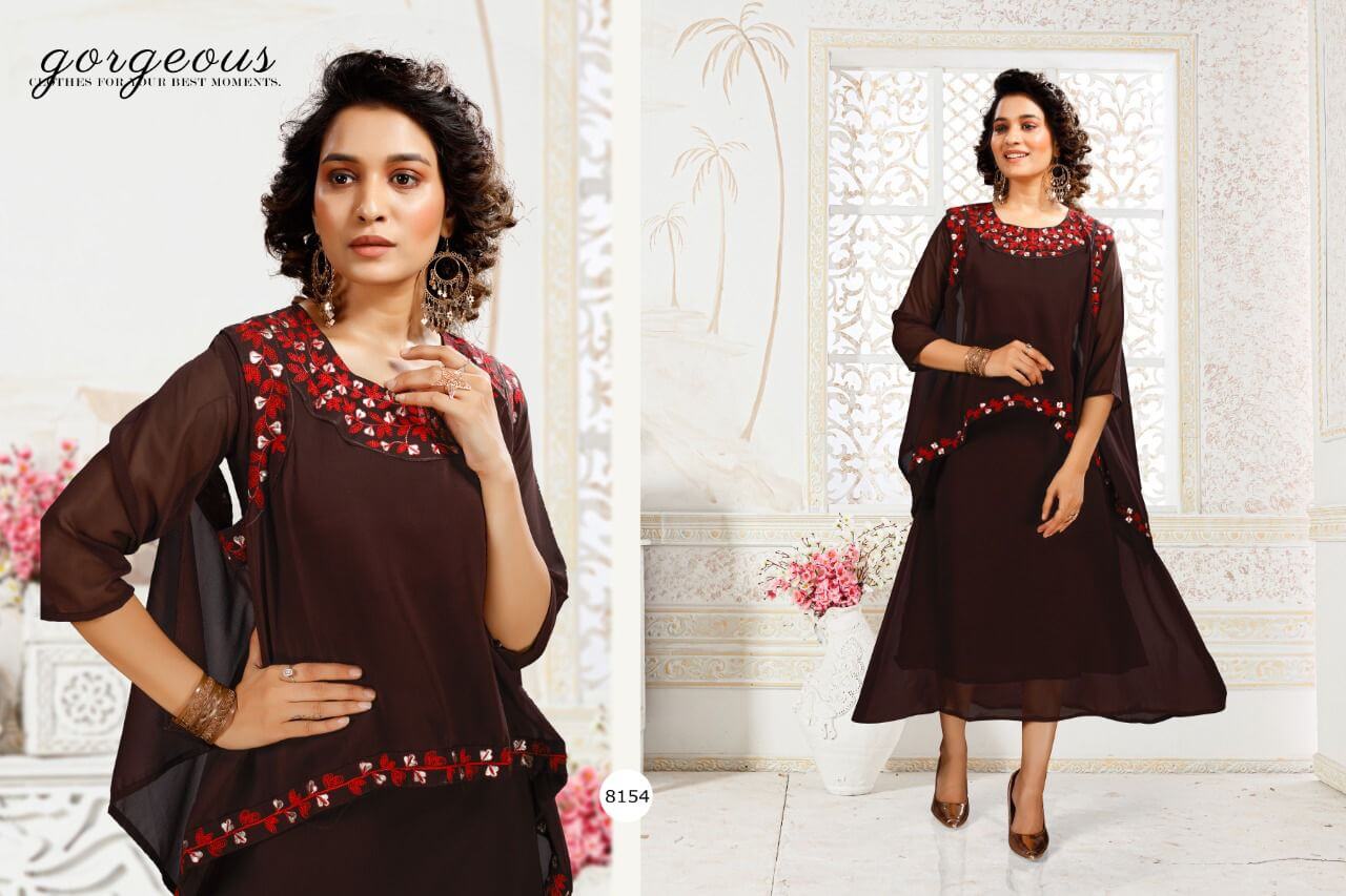 Latest Fashion Printed Dusty Black Rayon Kurti LKV001956