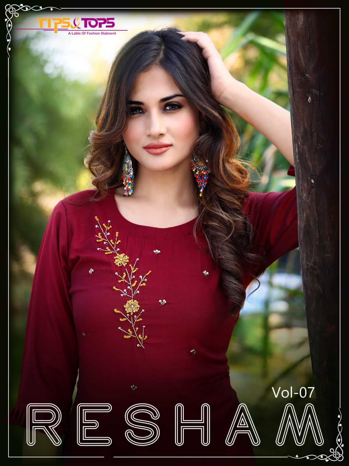 Tips And Tops Resham Vol 7 Party Wear Kurtis Wholesale Catalog. Purchase Full Catalog of Party Wear Kurtis In Wholesale Price Online