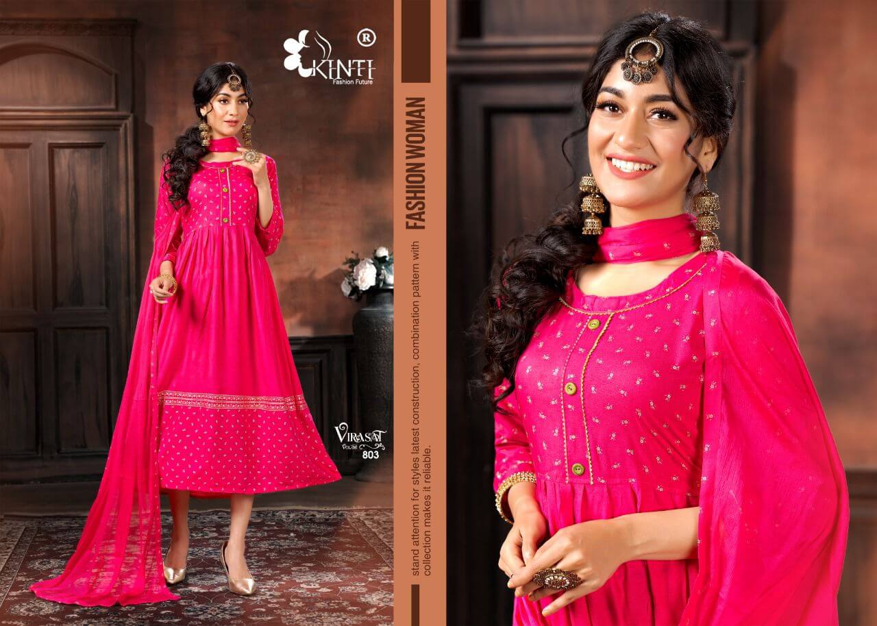 Virasat Vol 8 Rayon Kurti With Dupatta Wholesale Catalog By Kinti, Buy Full Catalog of Virasat Vol 8 Rayon Kurti With Dupatta At Wholesale Price