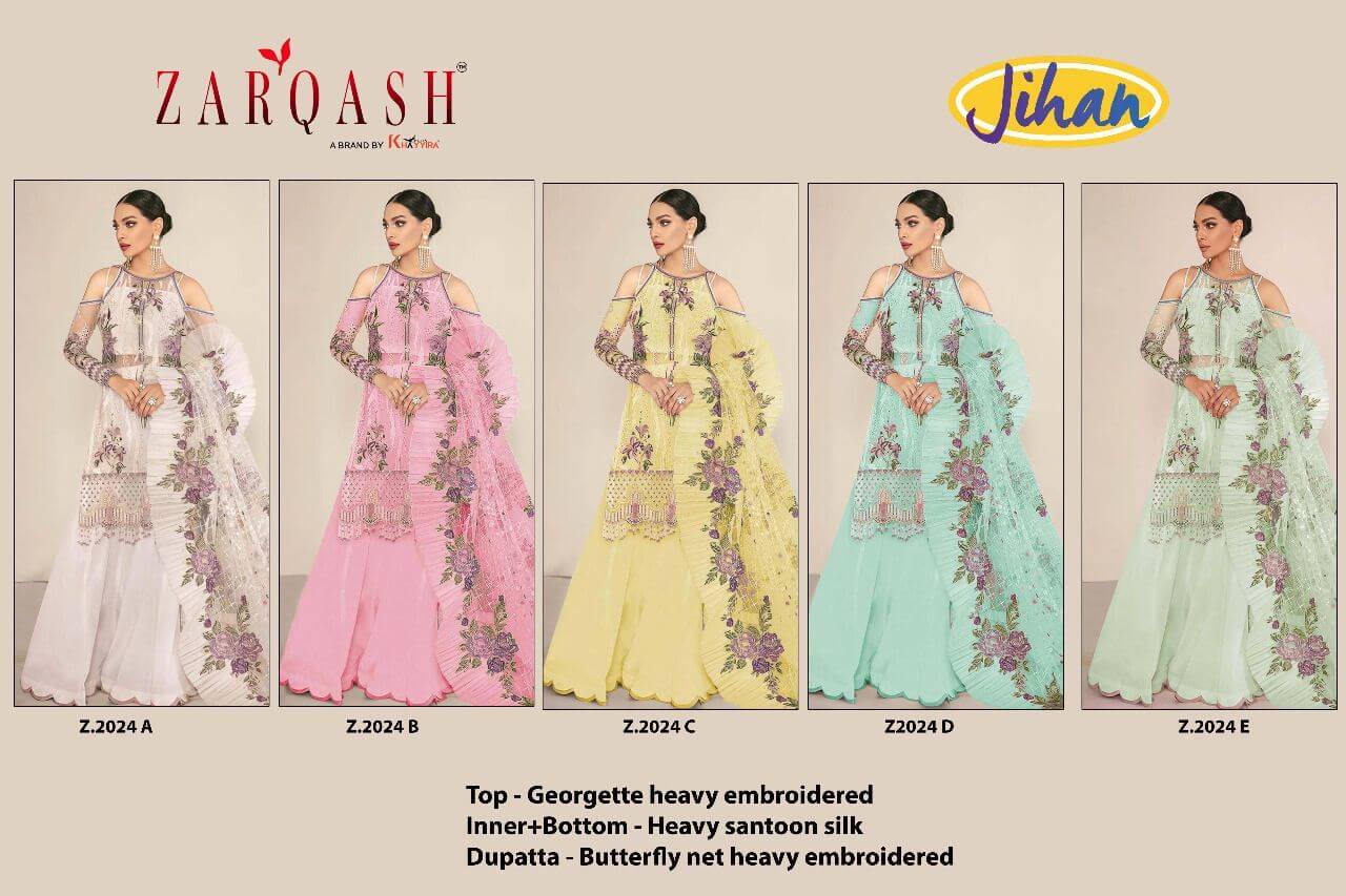 Zarqash Jihan Georgette Dress Materials Wholesale Catalog, Buy Full Catalog of Zarqash Jihan Georgette Dress Materials At Wholesale Price