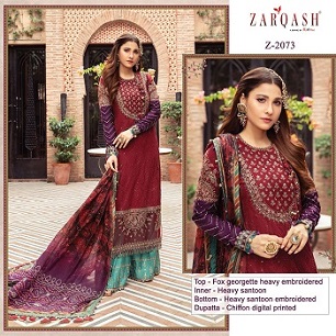 Zarqash Sateen Maria B Dress Material wholesale catalog, Buy Full catalog of Zarqash Sateen Maria B Dress Material at wholesale Prce