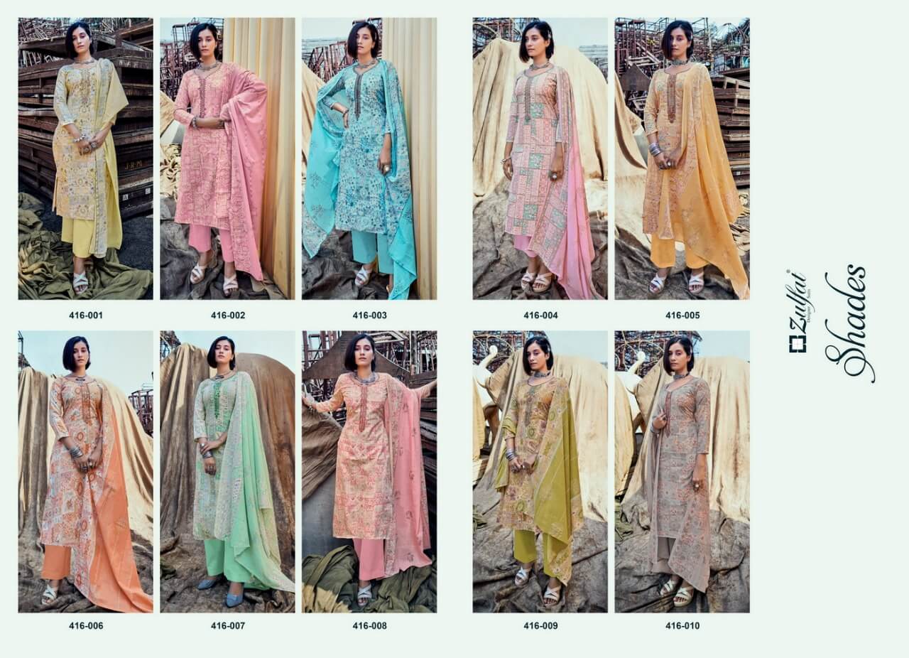 Zulfat Shades Cotton Dress Material Catalog In Wholesale Price. Purchase Full Catalog of Zulfat Shades In Wholesale Price Online