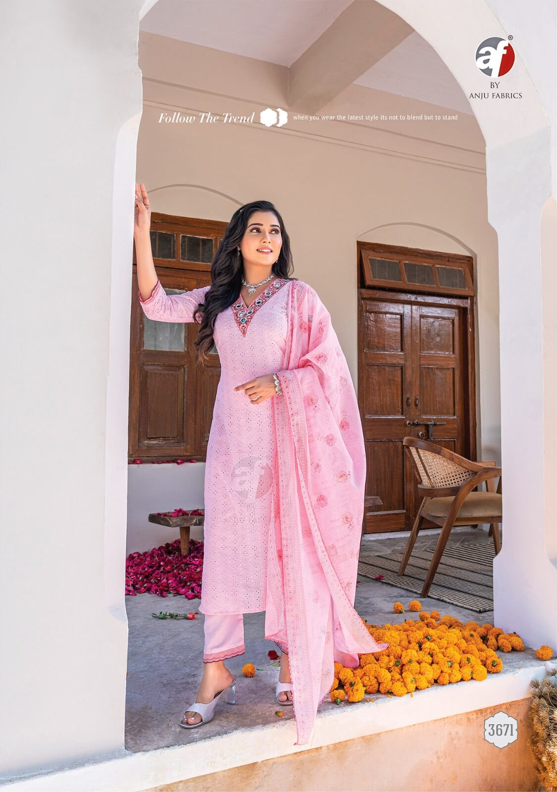 Cotton Schiffli Front And Back with Handwork And Embroidery With Digital Print Dupatta