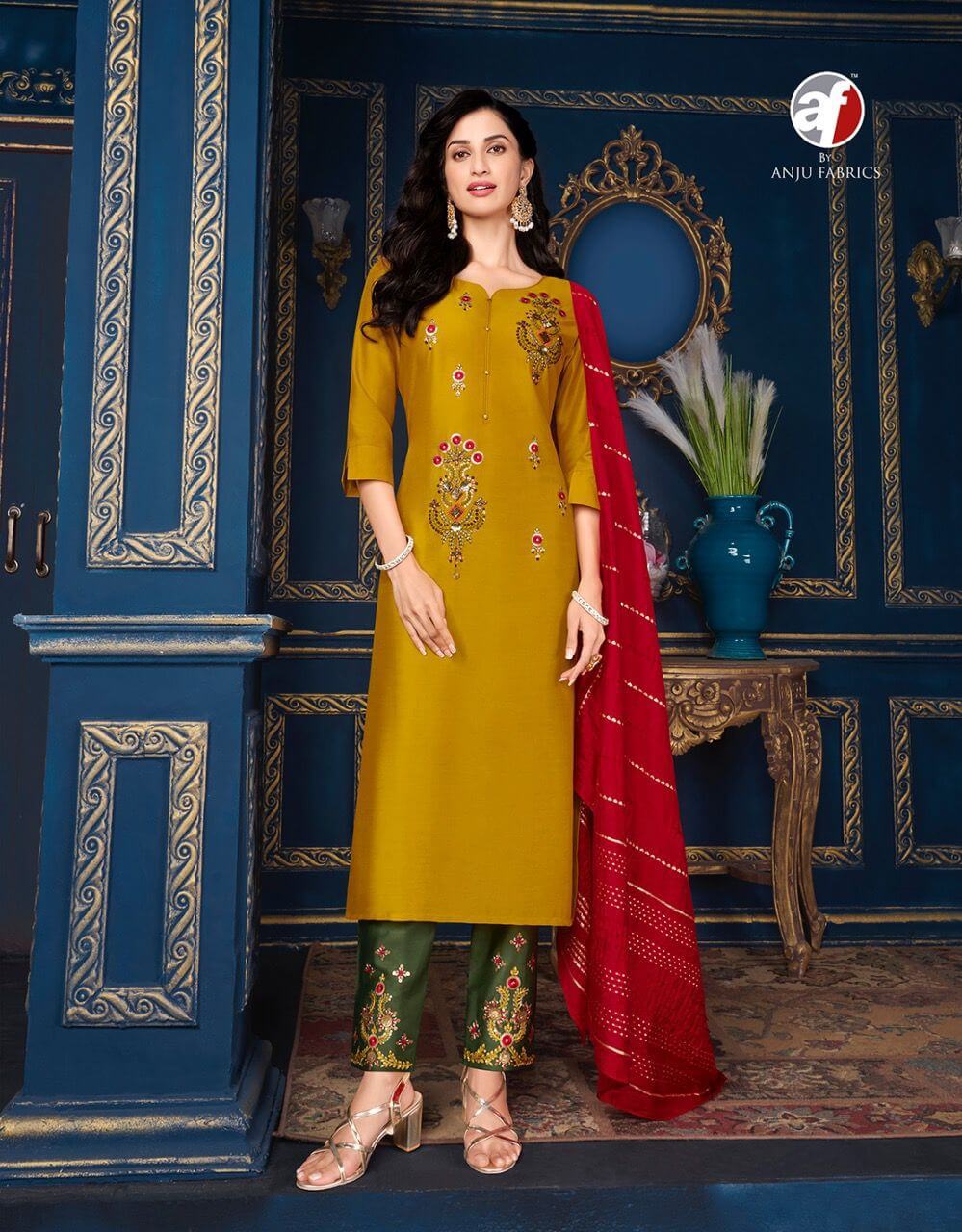 Af Silk Affair Kurti Pant Dupatta Set Wholesale Catalog, Af Silk Affair Kurti Pant Dupatta Set Full Catalog at Wholesale Price Online