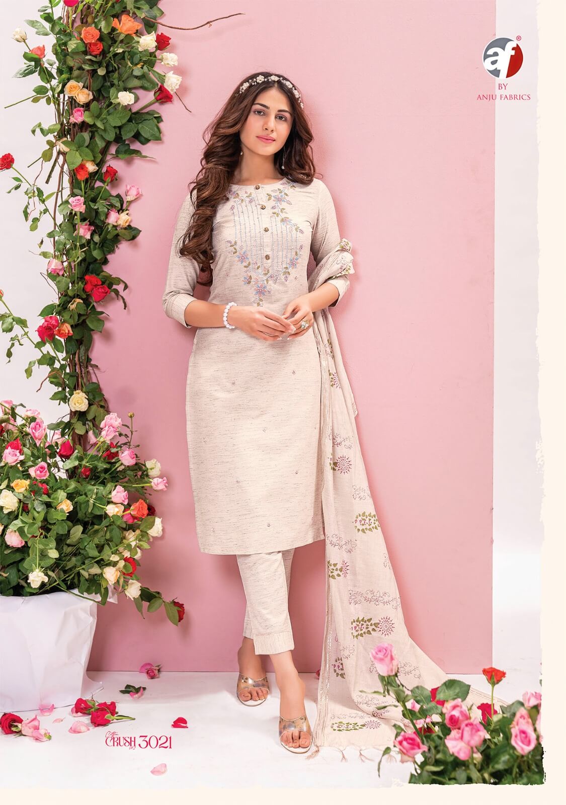 Cotton Flax With Handwork And Cotton Block And Brush Print Dupatta