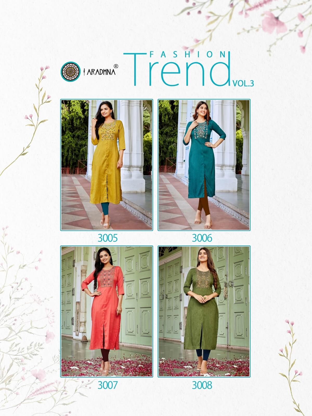 Aradhna Fashion Trend vol 3 Rayon Embroidery Work Kurti Catalog, Buy Aradhna Fashion Trend vol 3 Rayon Embroidery Work Kurtis Full Catalog in Wholesale Price Online
