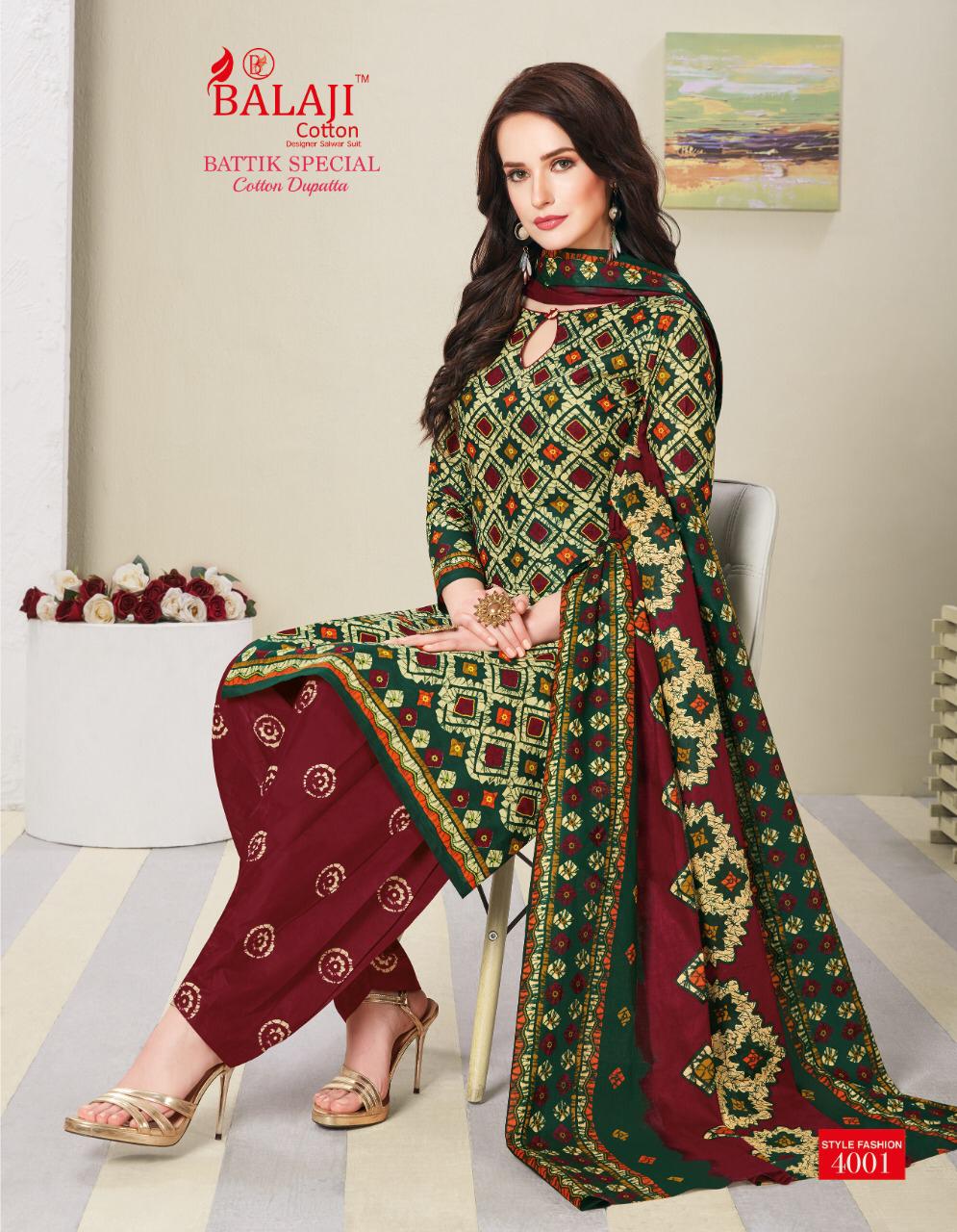 Balaji Cotton Batik Special Vol 4 Cotton Printed Dress Materials catalog in wholesale price, Order Twelve Piece cotton batik print dress materials wholesale catalogue