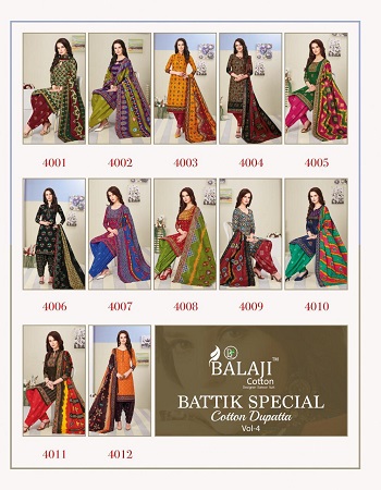 Battik Special Vol 4 Cotton Dress Material Wholesale Catalogue