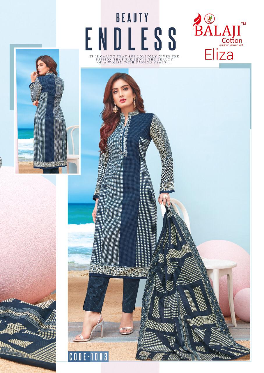 Balaji Eliza Dress Material Catalog With Rayon 14 Kg Top Heavy Cotton Salwar And Cotton Malmal Dupatta 