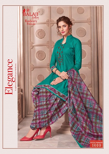 Balaji Cotton Launches Rasberry Patiyala Cotton Printed And Embroidered Dress Material Wholesale Catalog