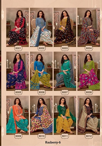 Balaji Cotton New Salwar Suits Wholesale Catalog Rasberry vol 6, Twelve Pieces Cotton with Embroidery work Ladies Dress Materials Wholesale Catalog Rasberry volume6 by Balaji Brand