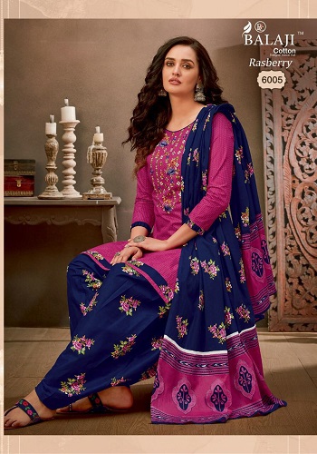 Balaji Cotton New Salwar Suits Wholesale Catalog Rasberry vol 6, Twelve Pieces Cotton with Embroidery work Ladies Dress Materials Wholesale Catalog Rasberry volume6 by Balaji Brand