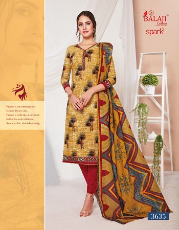 Balaji Cotton Spark Vol 14 Cotton Printed Dress Materials Wholesale Catalogue. Buy Cotton Unstitched Dress Material with cotton Dupatta and bottom at wholesale price online