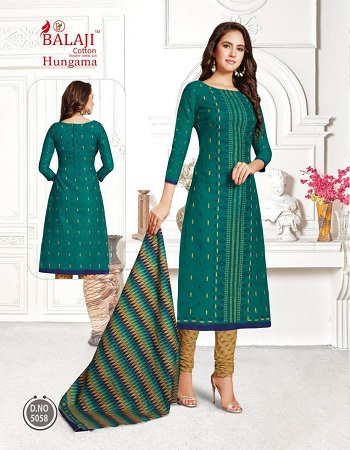 Cotton Dress Materials Wholesale Catalogue Hungama Volume 8 By Balaji Cotton.Order Bulk Dress Materials for Selling in retail Business of Ladies Dress Materials at lowest price