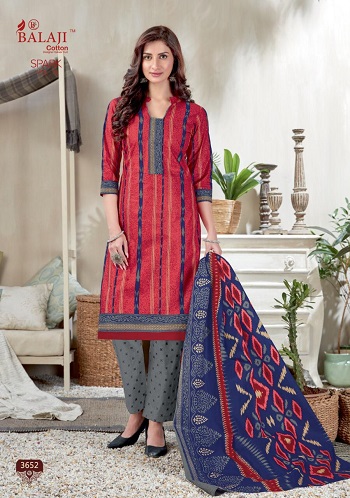 Balaji Cotton Spark Vol 15 Cotton Printed Dress Materials Wholesale Catalogue. Buy Cotton Unstitched Dress Material with cotton Dupatta and bottom at wholesale price online for Business