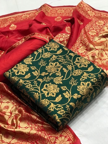 Womens Dress Materials Catalog Banarasi Silk vol 18, Buy Six Designs Bunch at Wholesale Price for Business, Top 2.5, Bottom 2.5, Dupatta 2.2