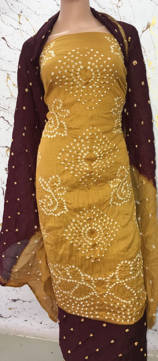 GLAZE COTTON FABRIC WITH BANDHEJ DRESS MATERIAL