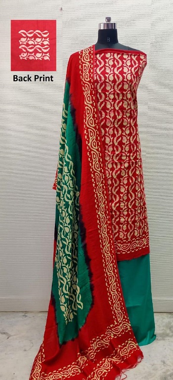 Batik Printed Cotton Dress Materials Wholesale Catalogue, Purchase Cotton Top Cotton Dupatta And Cottom Botton Fabric  Eight Designs Bunch in Wholesale Price