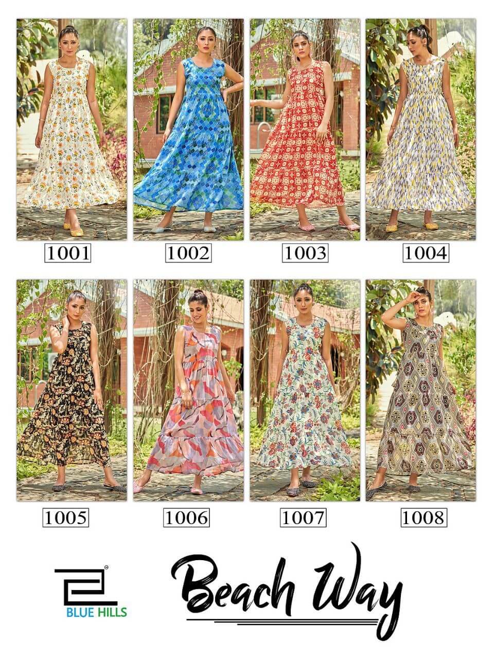 Blue Hills Beach Way Georgette Gown Wholesale Catalog, Buy Full Catalog of Blue Hills Gown Catalog Beach Way in Wholesale Price