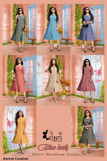 Blue Hills Kurtis Catalogue by Kinti Kurti Manufacturer, Buy Side Pocket Low Price Kurtis in Bulk For Retail Business of Kurtis 