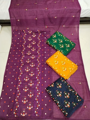 Beautiful Cotton suits Materials with chain Work Wholesale Catalog, top 2.30 Bottom 2.00 Dupatta  2.25