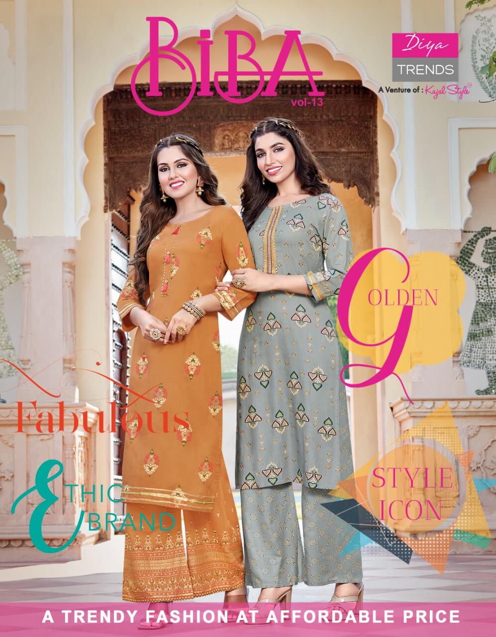 Diya Trends Bibas vol 13 Kurtis with Plazzo set Wholesale Catalog, Buy Kurtis With Plazzo Set Catalog Bibas vol 13 in wholesale Price 