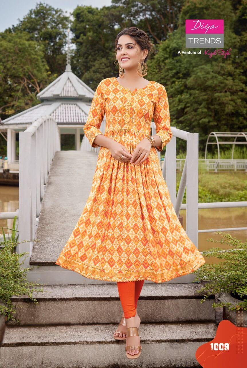 Diya Trends Colour Flair vol 1 Nyra Cut Kurtis Catalog, Buy Diya Trends Colour Flair vol 1 Nyra Cut Kurtis Full Catalog at Wholesale Price