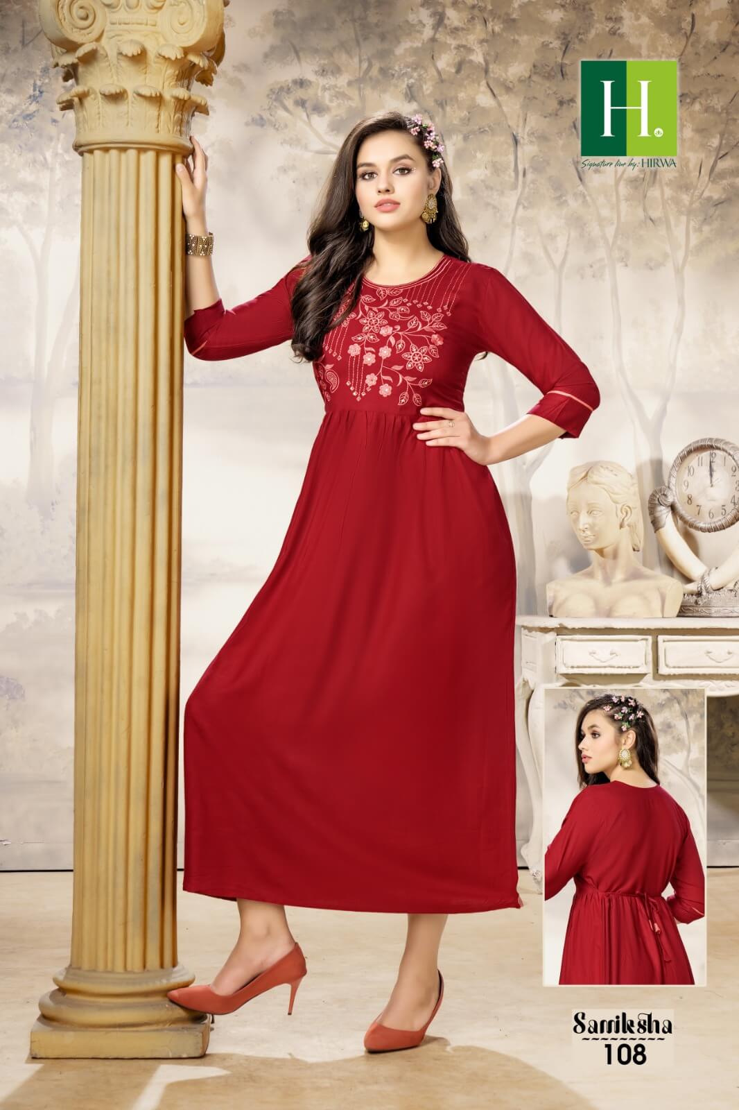 Hirwa Samiksha Gown Style Kurtis Catalog in Wholesale Price, Buy Hirwa Samiksha Gown Style Kurtis Full Catalog in Wholesale Price Online From Aarvee Creation
