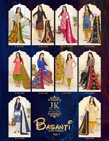 JK Cotton Basanti Vol 1 Dress Material Catalog