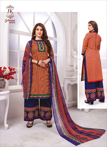 Glamour Vol 6 Cotton Printed Dress Materials by JK Cotton Club. Buy Cotton Dress Materials with Chiffon Dupatta in wholesale rate for reselling.