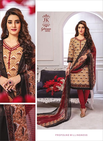 Glamour Vol 6 Cotton Printed Dress Materials by JK Cotton Club. Buy Cotton Dress Materials with Chiffon Dupatta in wholesale rate for reselling.