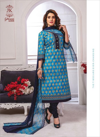 Glamour Vol 6 Cotton Printed Dress Materials by JK Cotton Club. Buy Cotton Dress Materials with Chiffon Dupatta in wholesale rate for reselling.