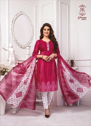 Glamour Vol 6 Cotton Printed Dress Materials by JK Cotton Club. Buy Cotton Dress Materials with Chiffon Dupatta in wholesale rate for reselling.