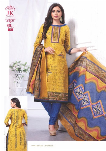 Cotton Printed Dress Materials Wholesale Catalogue JK Heena Volume 17.Purchase New Designs Dress Materials in Bulk Rate for Selling