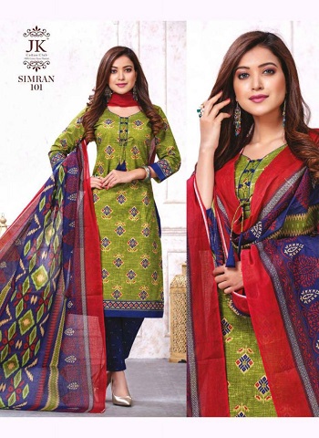 JK Simran Sp Adition Vol 1 Cotton Dress Materials Wholesale Catalog, Buy Simran cotton printed ten designs Dress Materials In Wholesale price