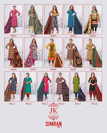 JK Simran Vol 9 Dress Material Wholesale Catalogue