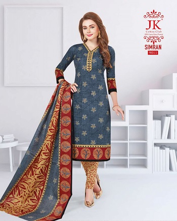 JK Simran Cotton Printed Dress Materials Wholesale Catalogue. Purchase Cotton Dress Materials in bulk at wholesale price online from Gujarat Textile Market