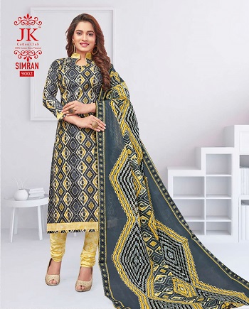 JK Simran Cotton Printed Dress Materials Wholesale Catalogue. Purchase Cotton Dress Materials in bulk at wholesale price online from Gujarat Textile Market