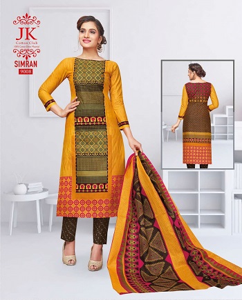 JK Simran Cotton Printed Dress Materials Wholesale Catalogue. Purchase Cotton Dress Materials in bulk at wholesale price online from Gujarat Textile Market