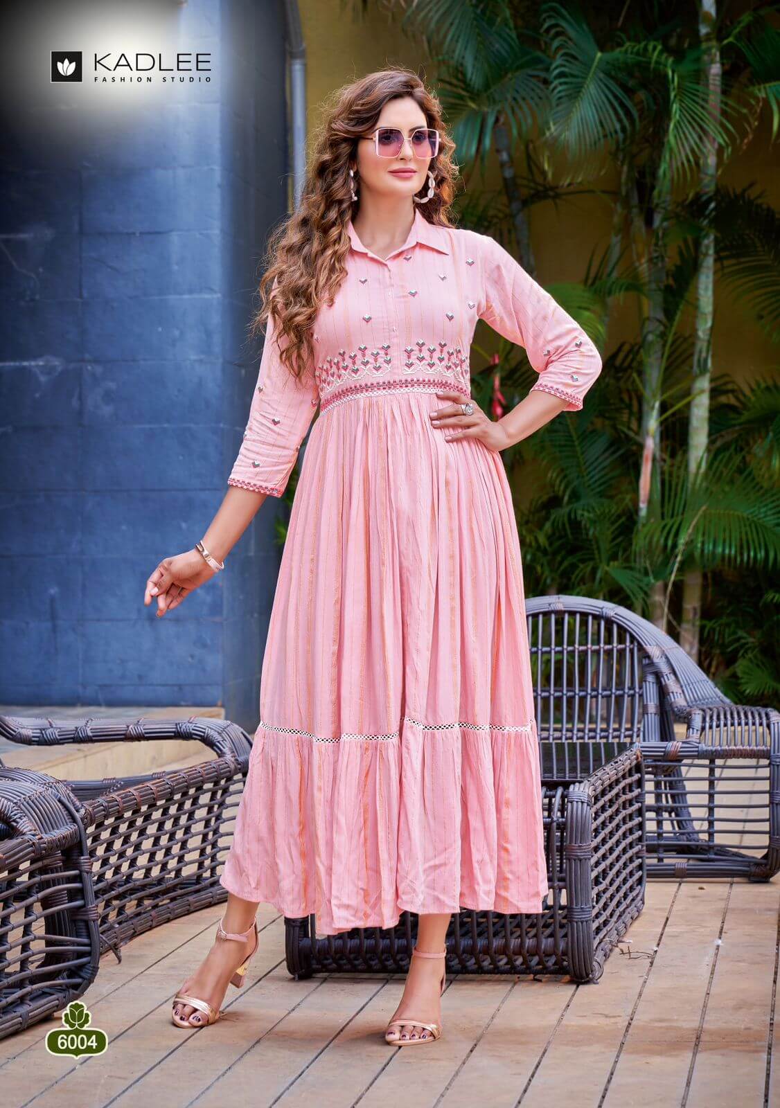 Kadlee Jennifer Rayon Wrinkle Fabric Gown Kurti Catalog, Buy Kadlee Jennifer Rayon Wrinkle Fabric Gown Kurtis Full Catalog at Wholesale Price Online