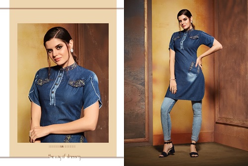 Kajree Walker Denim With Embroidery Work Top Wholesale Catalog