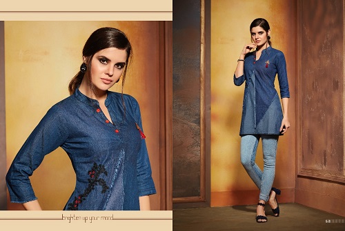 Kajree Walker Denim With Embroidery Work Top Wholesale Catalog