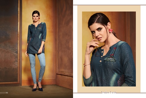 Kajree Walker Denim With Embroidery Work Top Wholesale Catalog