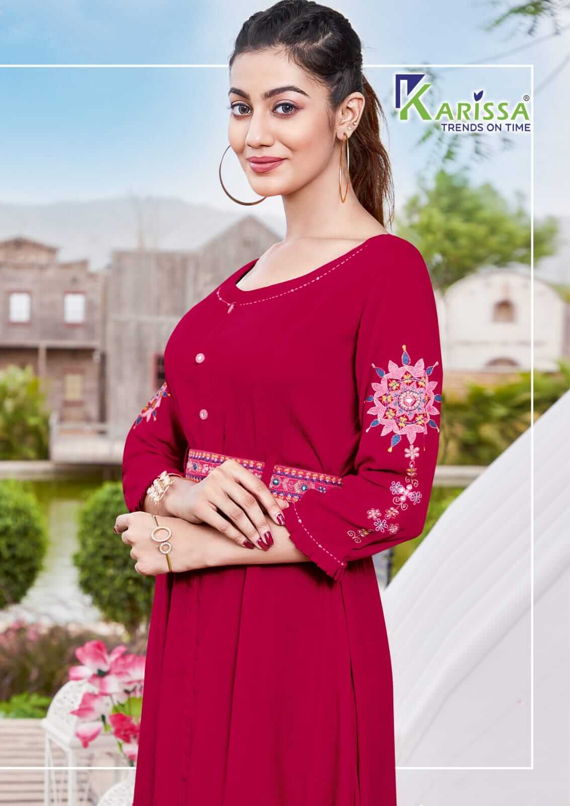 Karissa Kesariya Gown Style Kurti Catalog, Buy Karissa Brand Kesariya Gown Style Kurtis Full Catalog at Wholesale Rate