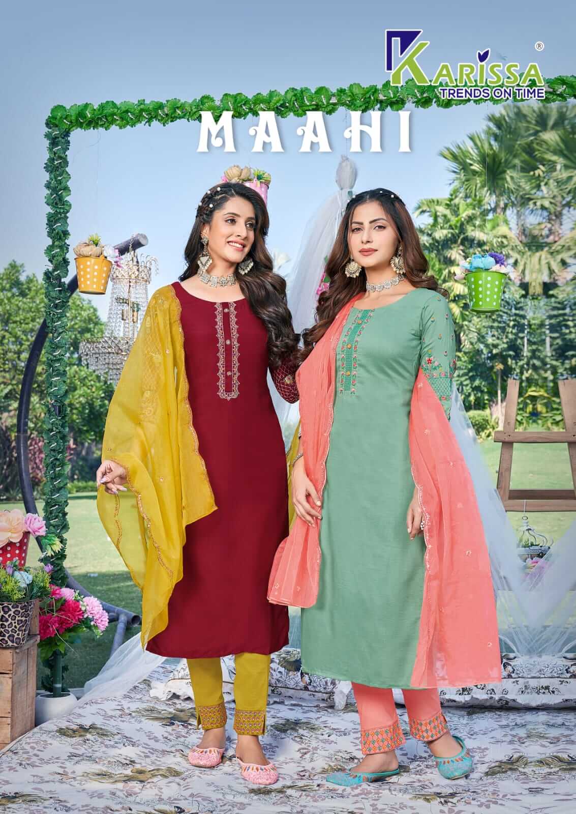 Karissa Maahi Kurti Pant Dupatta Set Catalog in Wholesale, Buy Karissa Maahi Kurti Pant Dupatta Set Full Catalog in Wholesale Rate Online From Aarvee Creation, Vadodara, Surat