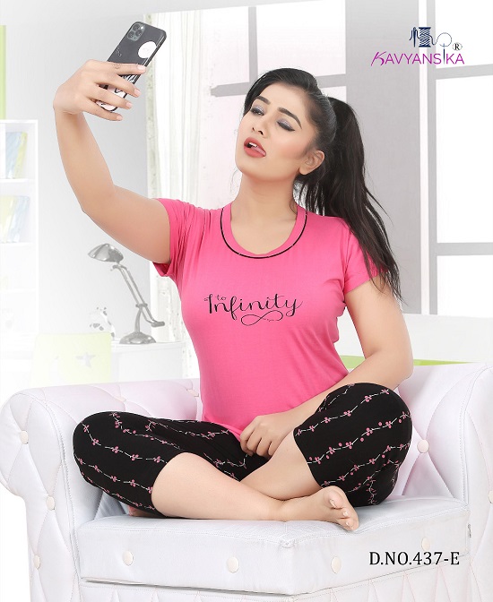 Kavyansika vol 437 Capri Night suit wholesale catalogue. Shop ladies capri night suit at wholesale price online.