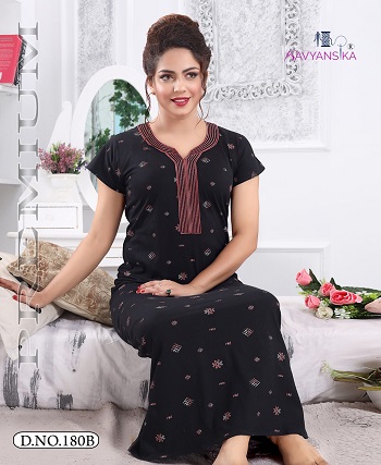 Volume 180 Ladies Nighty Wholesale Catalogue of Kavyansika Brand, Purchase Six Designs Hosiery Fabric Women Nighty In Wholesale Rate