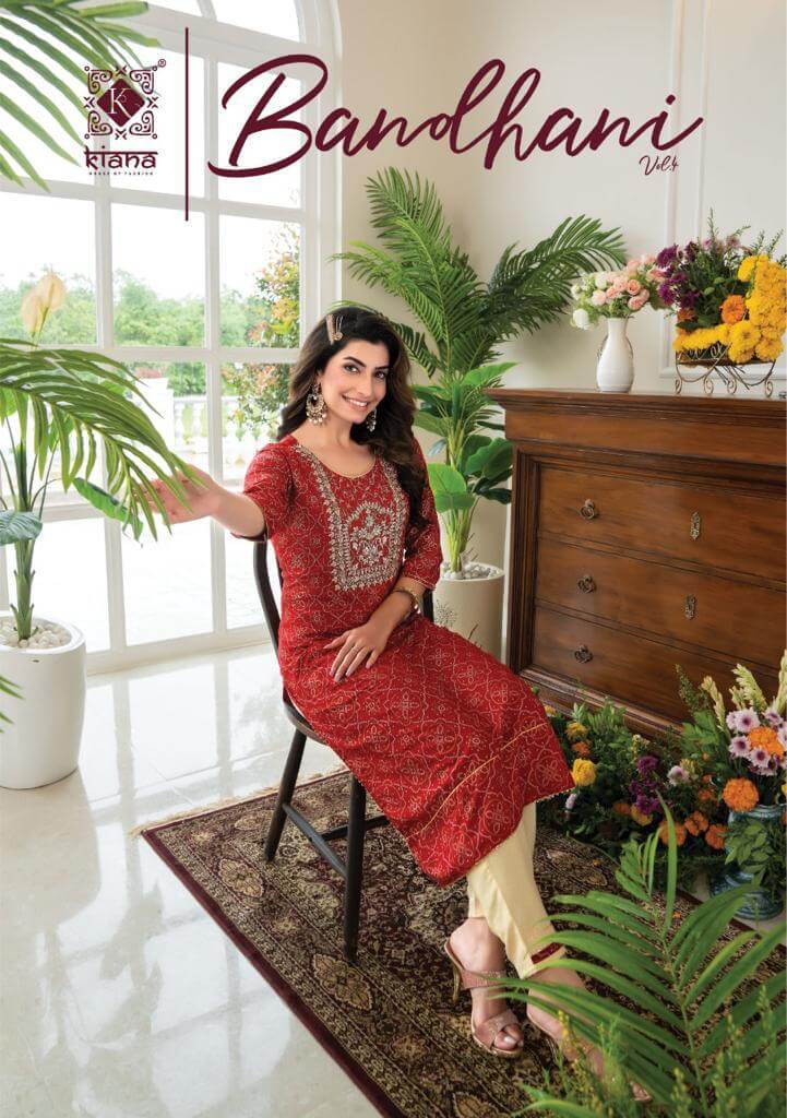 Kiana Bandhani vol 4 Kurti With Pant Catalog, Buy Kiana Bandhani vol 4 Kurti With Pant Full Catalog at Wholesale Rate Online